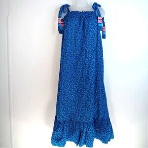 ADDISON BAY Women’s Bluff Maxi Dress XS Navy Buoy Blue Floral Smocked
